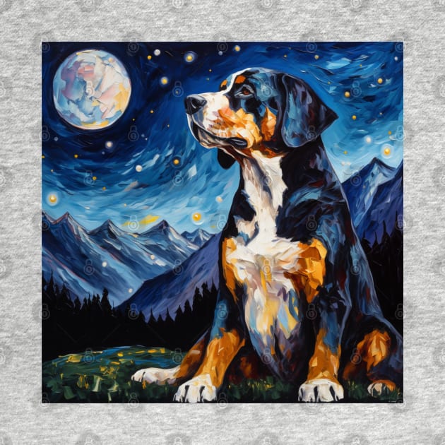 Greater Swiss Mountain Dog Night by NatashaCuteShop